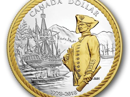 2018 Canada Captain Cook Gold Plated Proof Silver Dollar in square capsule (No Tax) Cheap