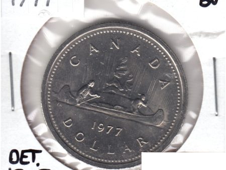 1977 Var. 3 Det. Jewel SWL Canada Nickel Dollar Choice Brilliant UNC (MS-64) For Sale