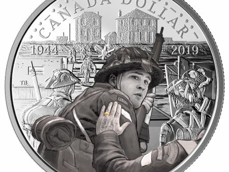 2019 Canada 75th Ann. of D-Day Coloured Proof Silver Dollar (No Tax) Square Capsule on Sale