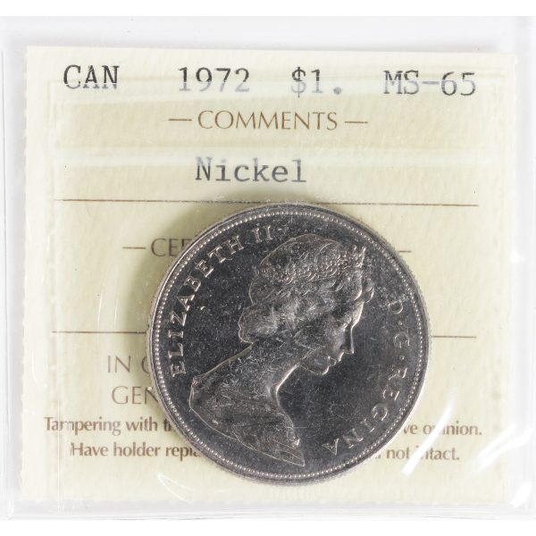 1972 Canada Nickel Dollar ICCS Certified MS-65 Fashion