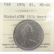 1974 Canada Nickel Dollar ICCS Certified MS-64 CH# 1974, Rev-013 For Cheap