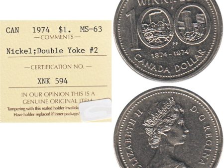 1974 Double Yoke #2 Canada Nickel Dollar ICCS Certified MS-63 Supply