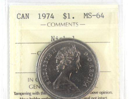 1974 Canada Nickel Dollar ICCS Certified MS-64 Fashion