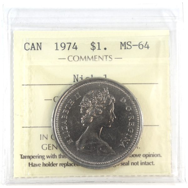 1974 Canada Nickel Dollar ICCS Certified MS-64 Fashion