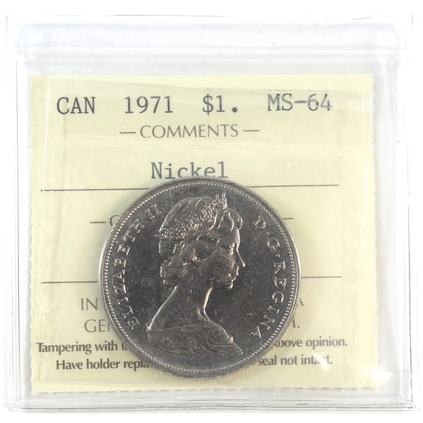 1971 Canada Nickel Dollar ICCS Certified MS-64 Fashion