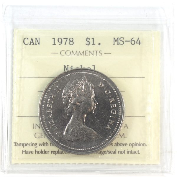 1978 Canada Nickel Dollar ICCS Certified MS-64 For Sale