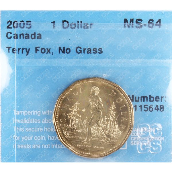 2005 Terry Fox, No Grass Canada Dollar CCCS Certified MS-64 Supply