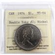 1974 Double Yoke #2 Canada Nickel Dollar ICCS Certified MS-64 Fashion