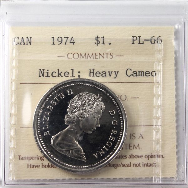 1974 Canada Nickel Dollar ICCS Certified PL-66 Heavy Cameo For Cheap