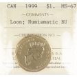 1999 Canada Loon Dollar ICCS Certified MS-67 Numismatic BU Hot on Sale