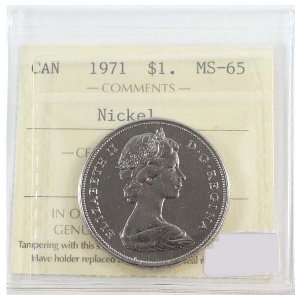 1971 Canada Nickel Dollar ICCS Certified MS-65 For Sale