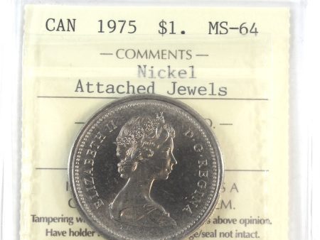 1975 Attached Jewel Canada Nickel Dollar ICCS Certified MS-64 Cheap