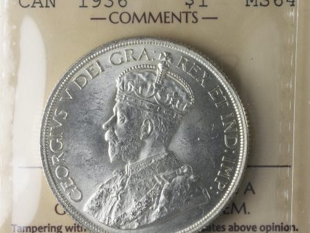 1936 Canada Dollar ICCS Certified MS-64 (XSI 160) For Cheap