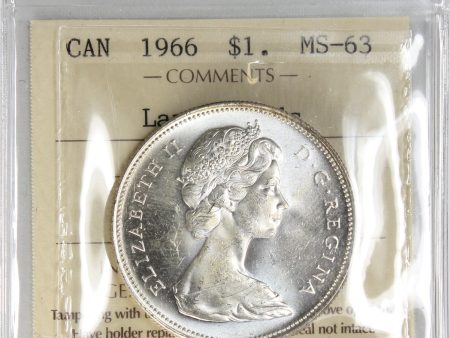 1966 Large Beads Canada Dollar ICCS Certified MS-63 Cheap